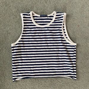 Brandy Melville Navy and White Striped Top